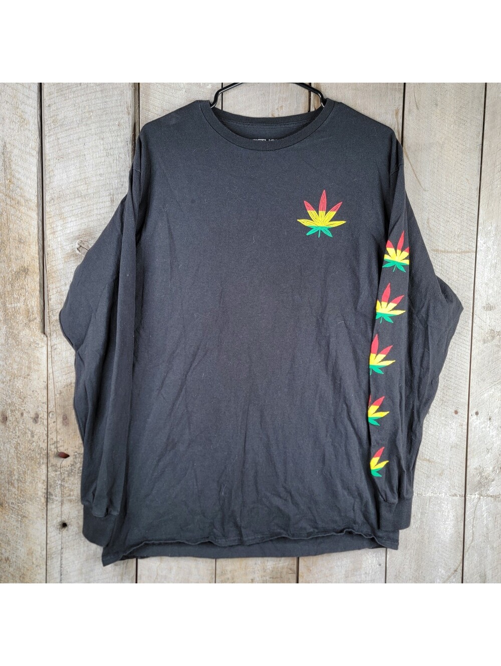 Fifth Sun Rasta Jamaica Leaf Long Sleeve T-Shirt Black Men’s Large L Reggae
